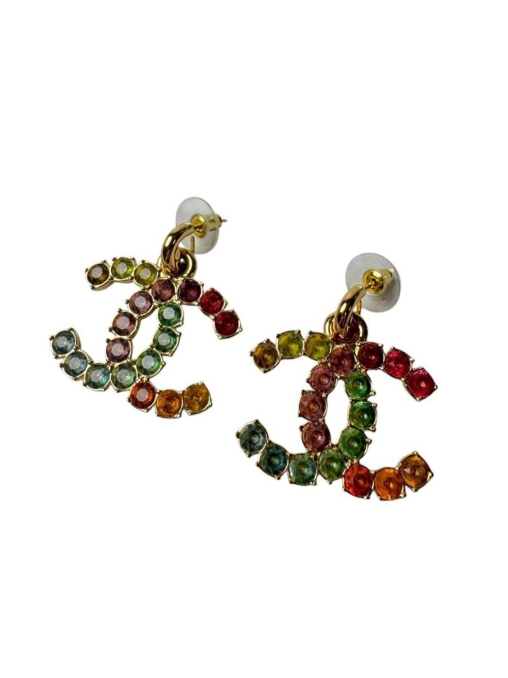 Chanel Cruise Collection CC Logo Color Stone Earrings